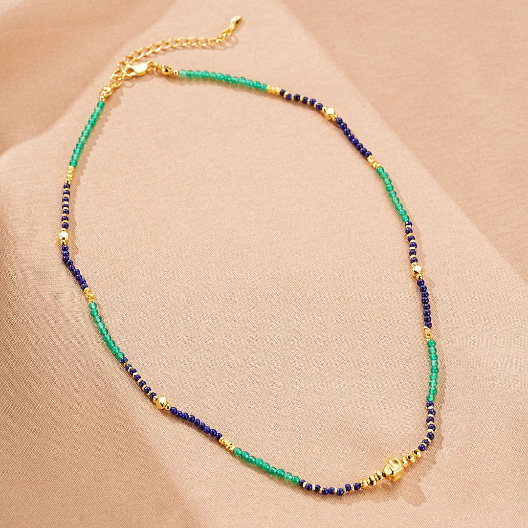 Collana Lapislazzuli e Giada "Saggezza Interiore" Argento Dorato Oro