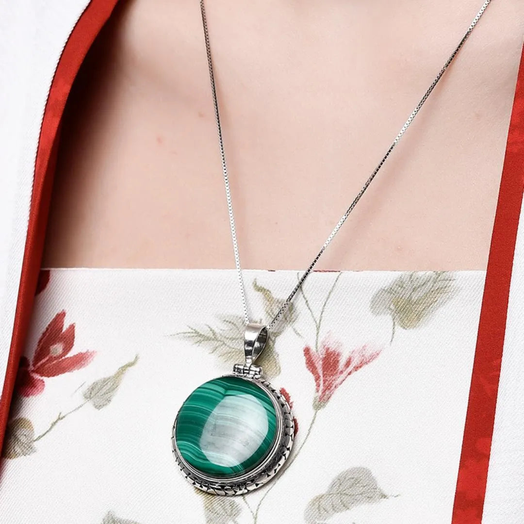 Malachite Necklace "Green Aura" Silver 925