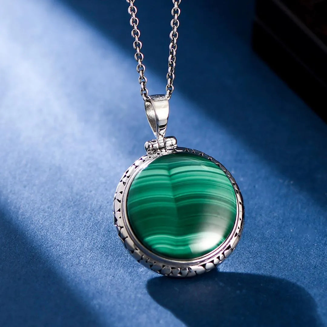 Halskette Malachit "Aura Verte" Silber 925