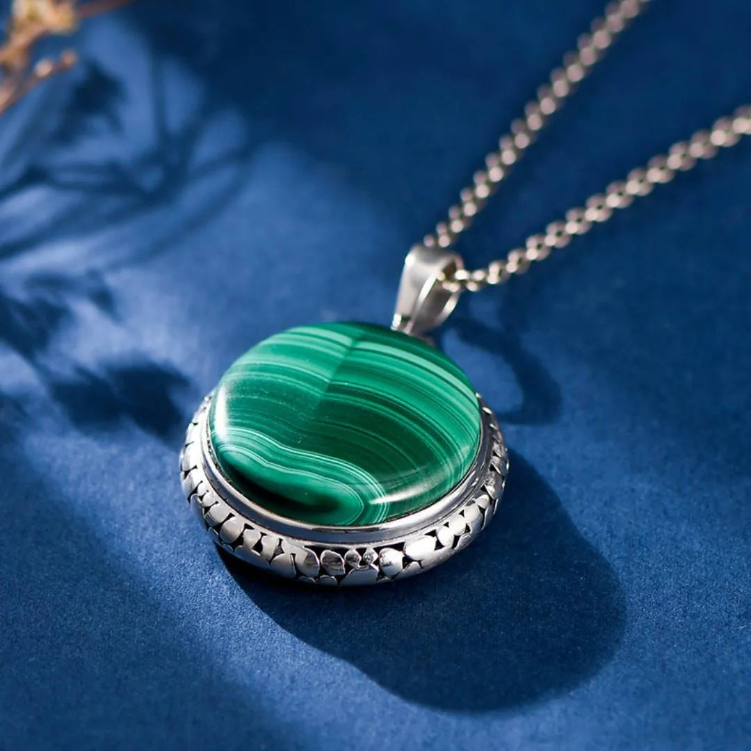 Malachite Necklace "Green Aura" Silver 925