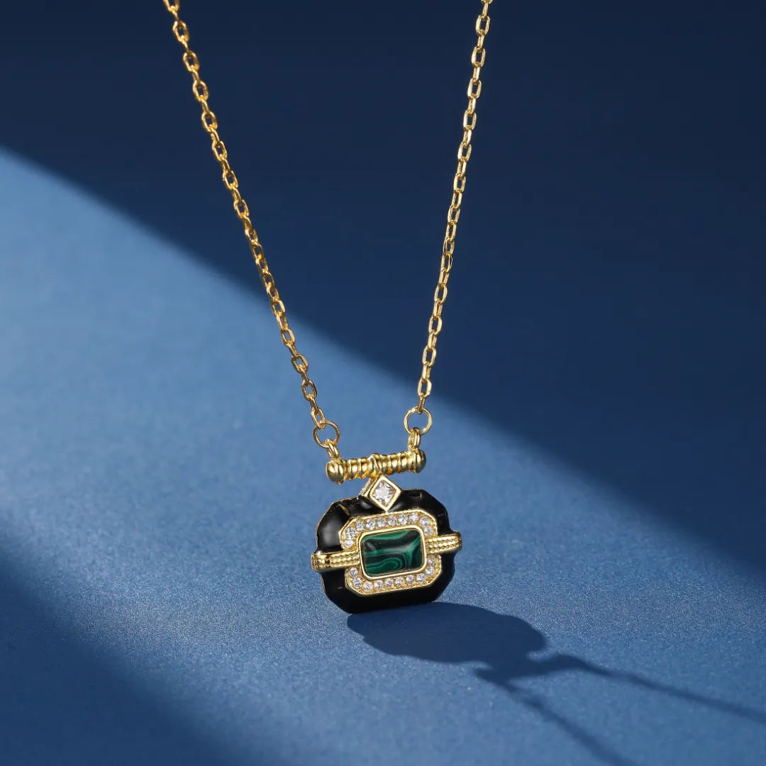 Malachite Necklace "Nocturnal Dawn" Gold