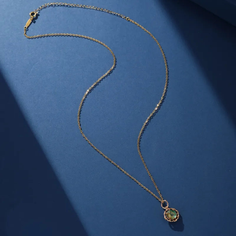 Collana Malachite e Quarzo Rutile ''Sogno Reale'', Argento Placcato Oro