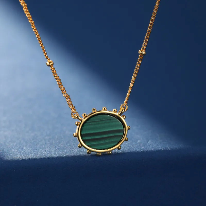 Malachite and Lapis Lazuli Necklace "Charming Sphere" Silver Plated Gold