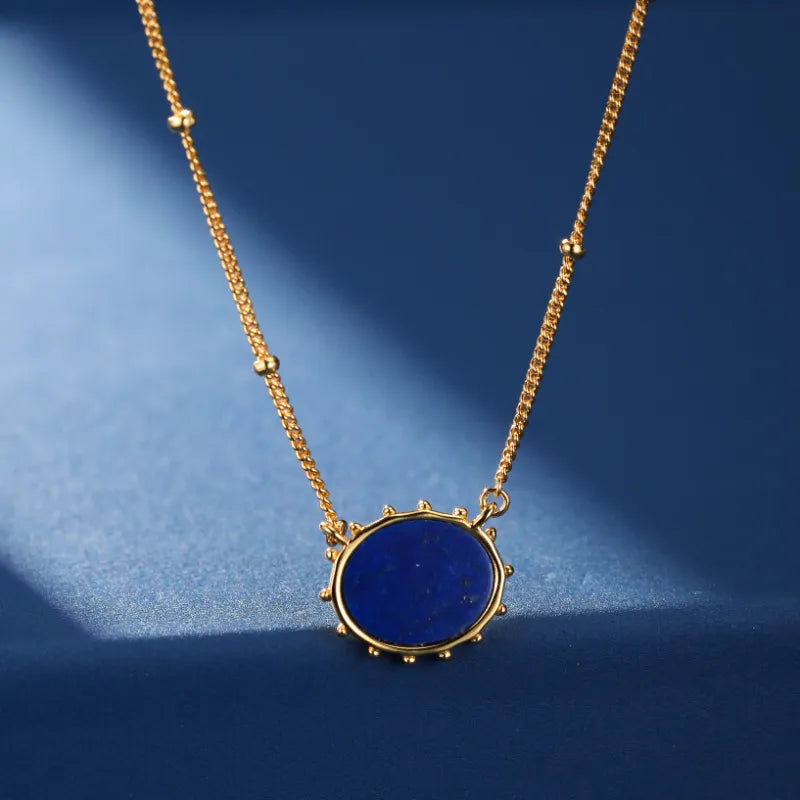 Collier Malachite et Lapis Lazuli "Sphère Charmant" Argent Plaqué Or