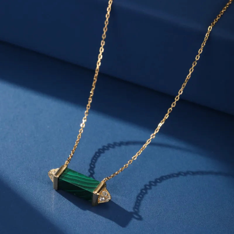 Collana Malachite "Serenità Elegante" Argento Placcato Oro