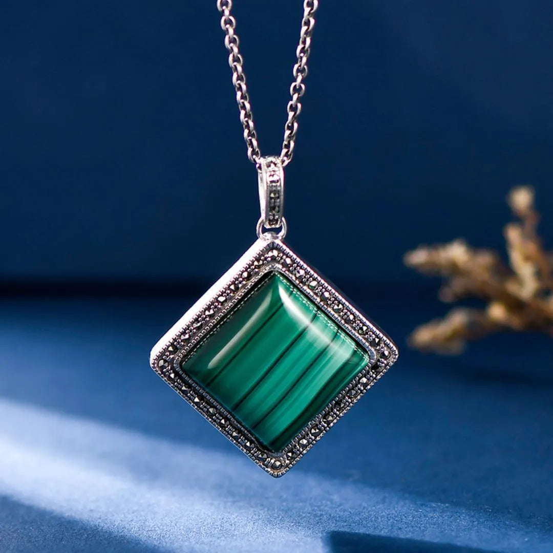 Malachite Necklace "Elegant Green" Silver 925