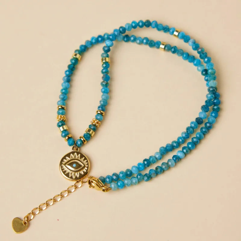 Evil Eye Apatite Necklace "Blue Mystery"