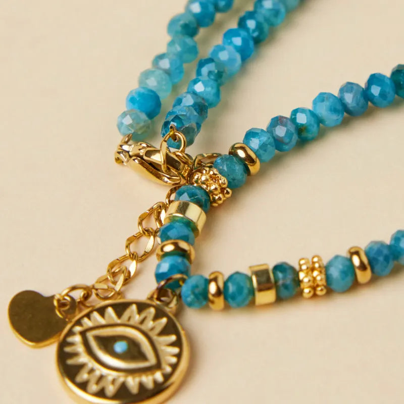 Evil Eye Apatite Necklace "Blue Mystery"