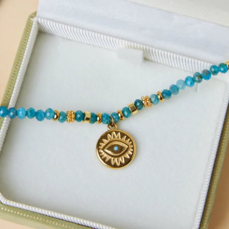 Evil Eye Apatite Necklace "Blue Mystery"