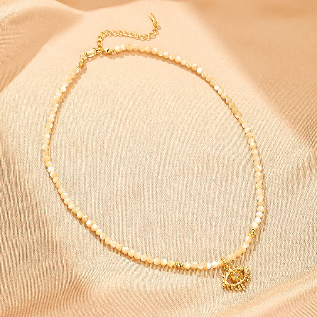 Collier Mauvais Œil Citrine "Regard Protecteur" Argent Doré Or