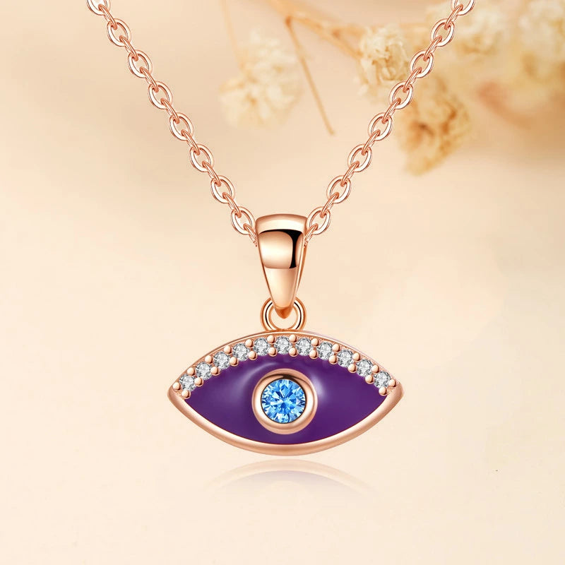 Collier Mauvais Œil "Gardien Violet" Argent