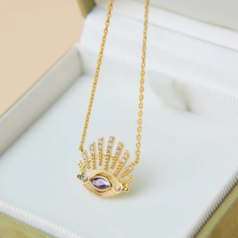 Evil Eye "Elegant Protection" Gold Plated Silver Necklace