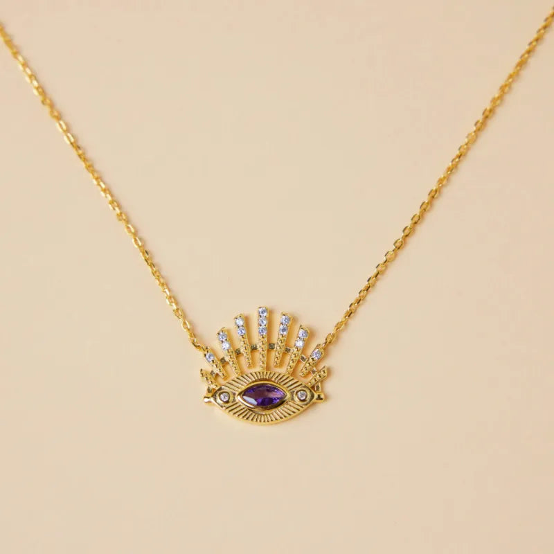 Evil Eye "Elegant Protection" Gold Plated Silver Necklace