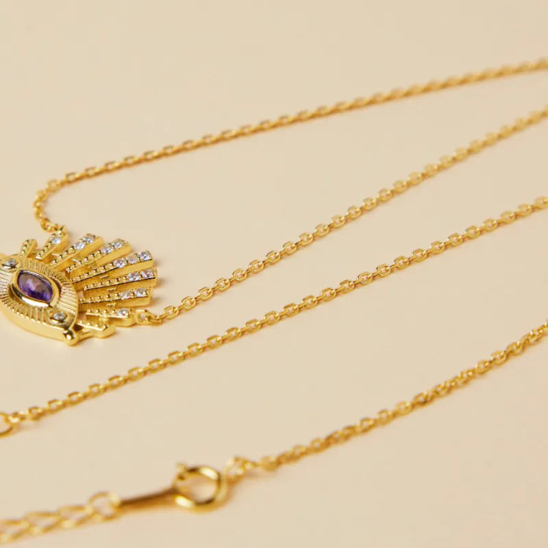 Evil Eye "Elegant Protection" Gold Plated Silver Necklace