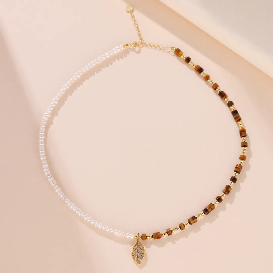 Tiger Eye Necklace "Precious Nature" Gold-Plated Silver