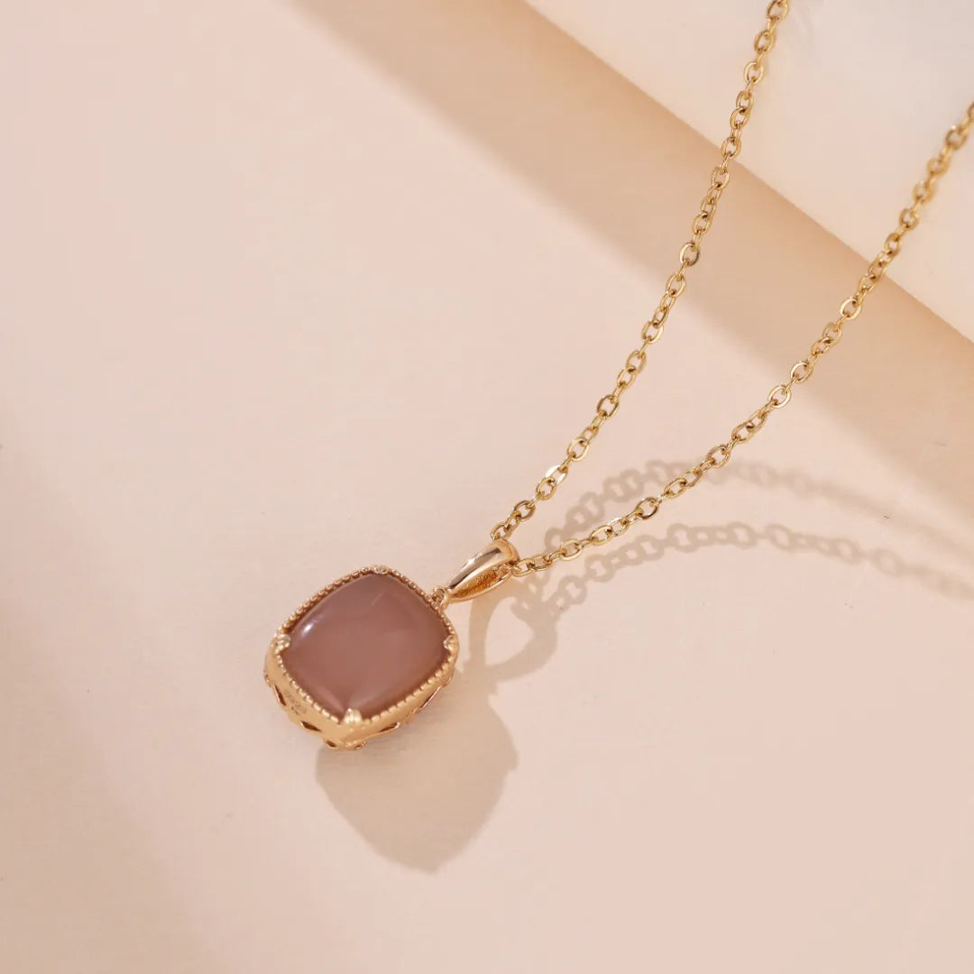 Tiger Eye and Rose Quartz Necklace "Charming Sun" Gold-Plated Silver