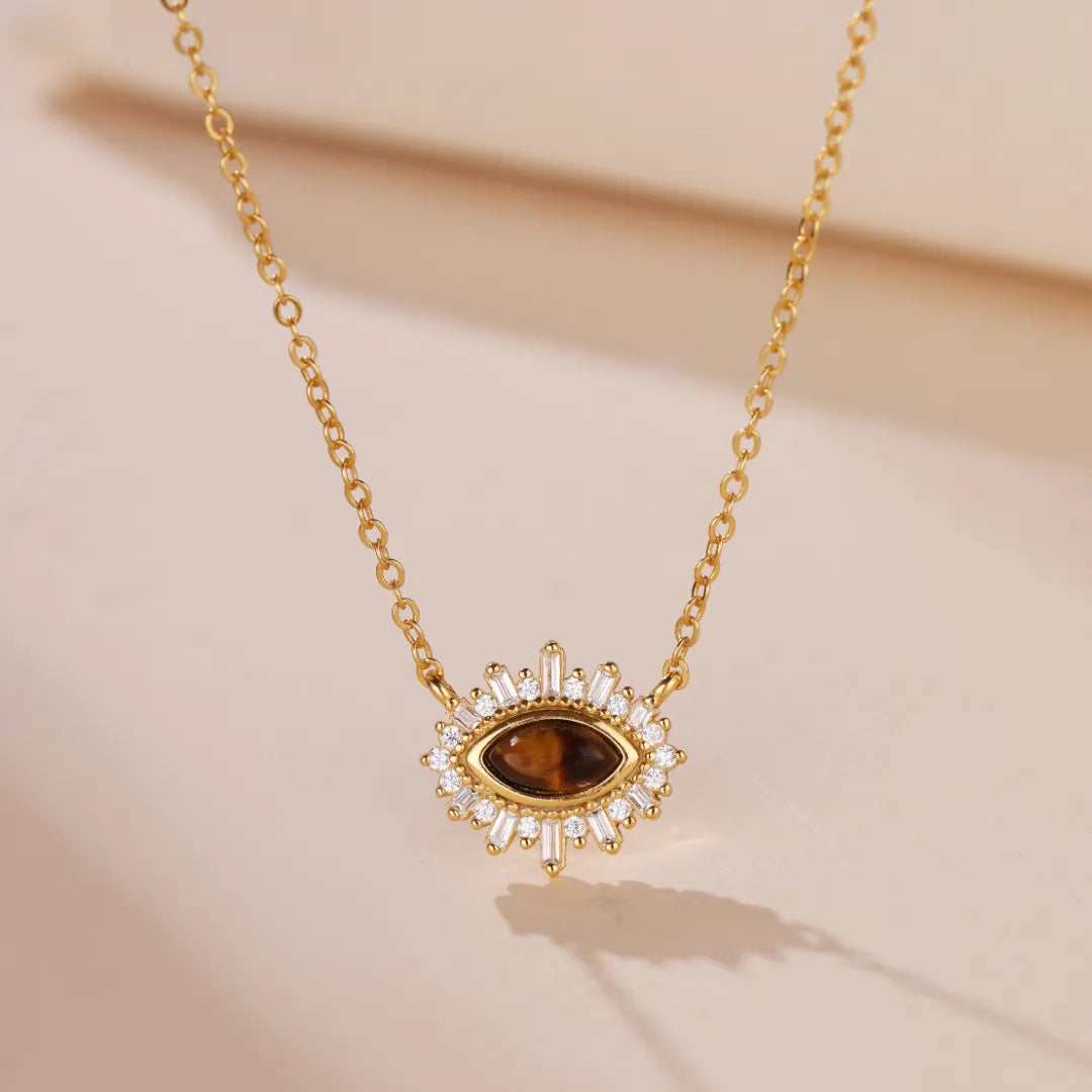 Tiger Eye Necklace "Aurora Eye" Gold Silver