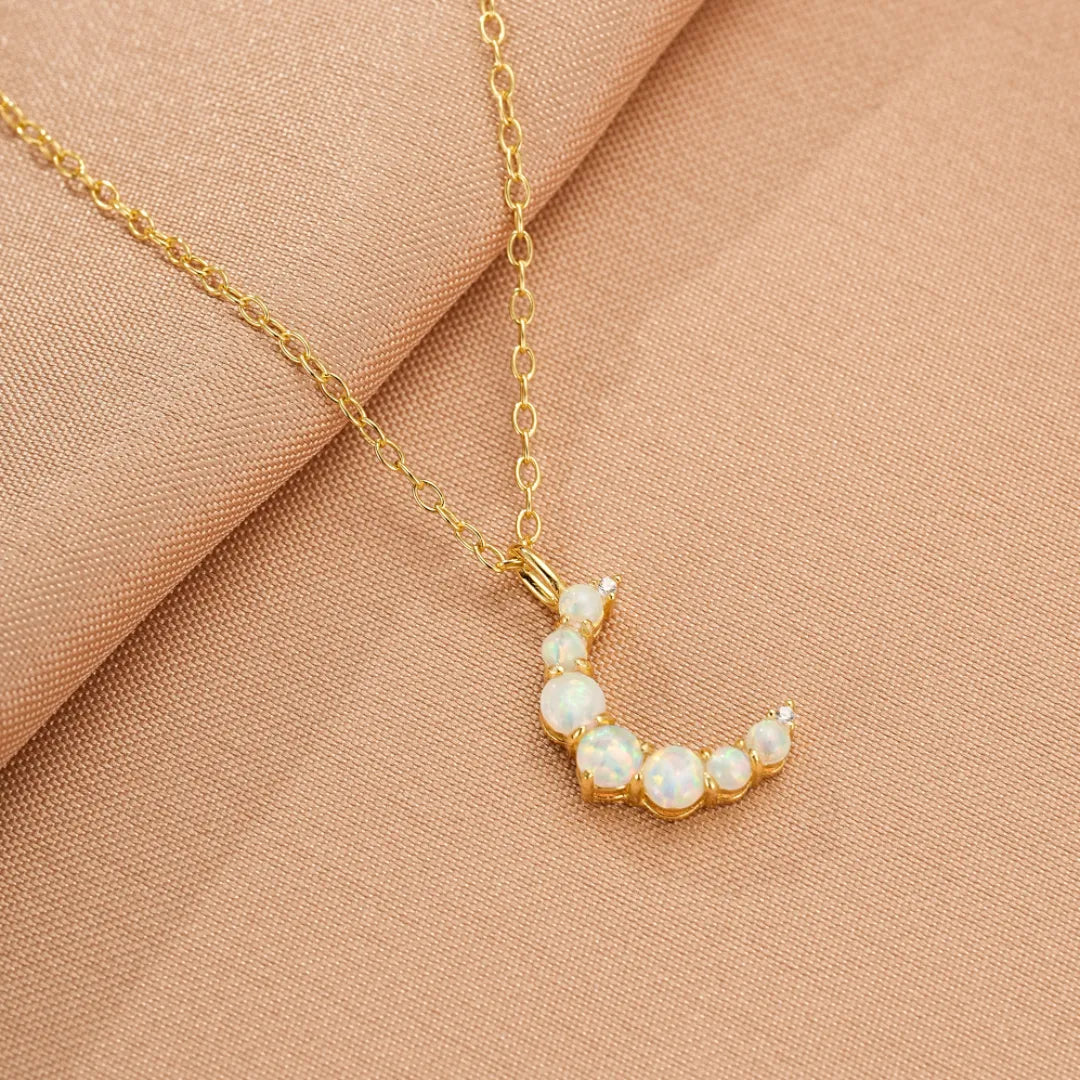 Collar Ópalo "Luna Suave" Plata Dorada Oro 18K