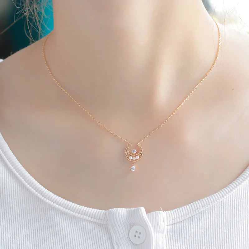 Halskette Mondstein "Mondschein" vergoldet