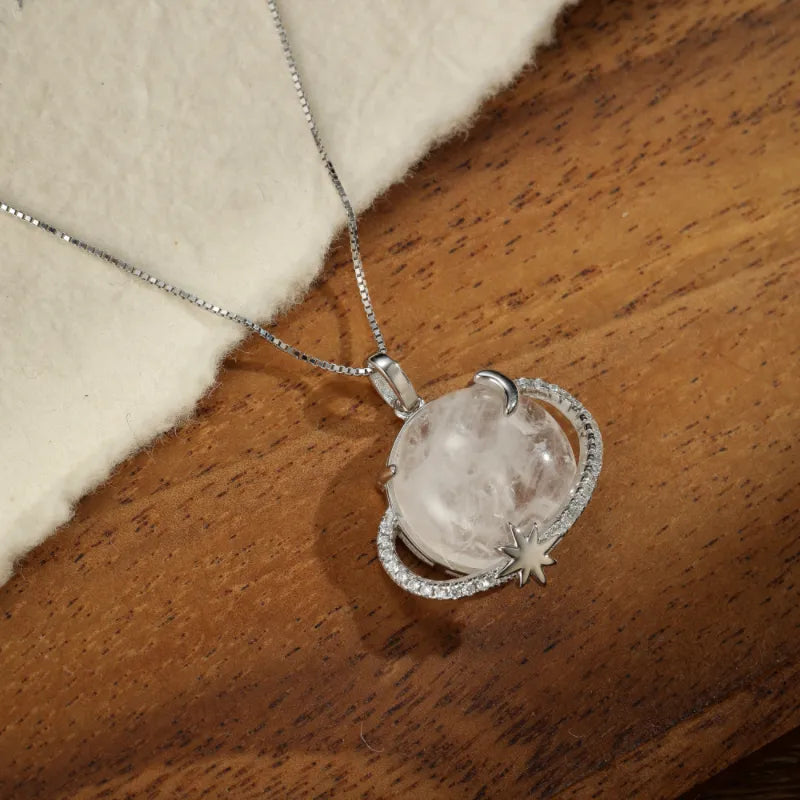 Moonstone Necklace "Lunar Eclipse" Silver