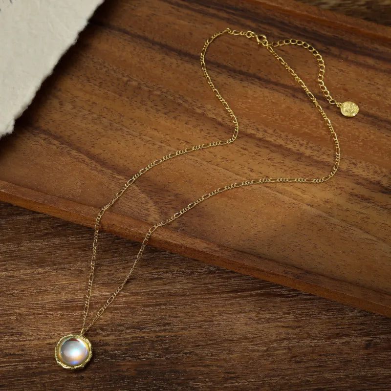 Moonstone Necklace "Golden Galaxy" Gold-Plated Silver