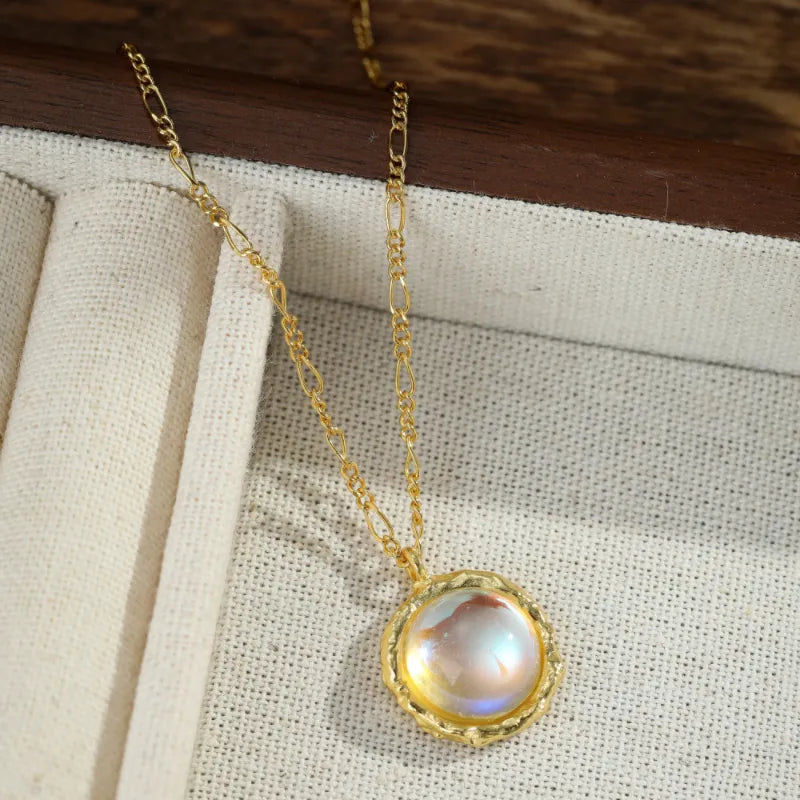 Moonstone Necklace "Golden Galaxy" Gold-Plated Silver