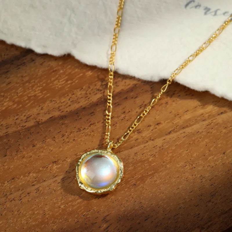 Moonstone Necklace "Golden Galaxy" Gold-Plated Silver