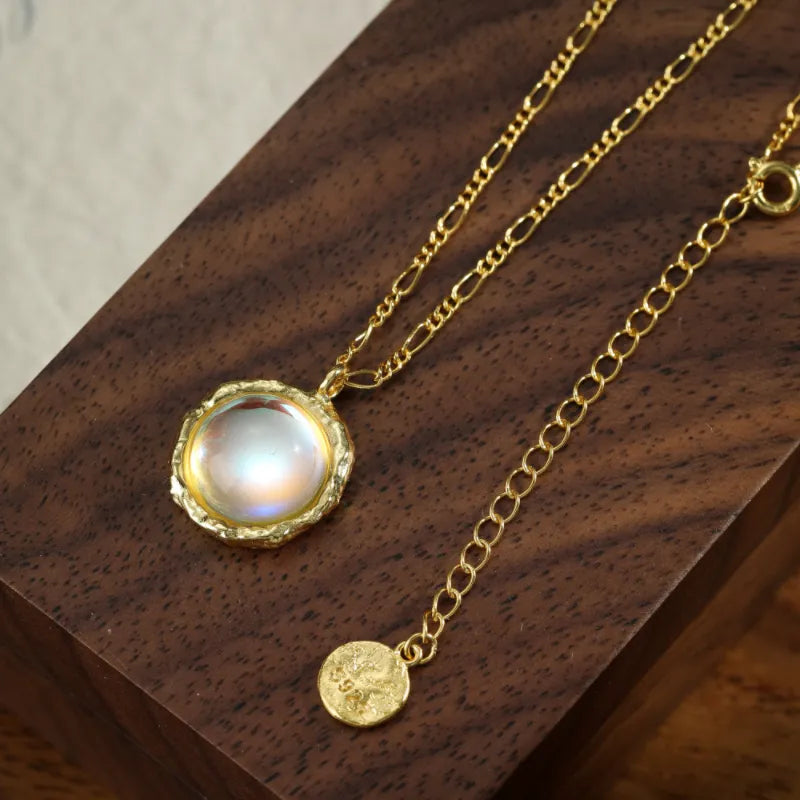 Moonstone Necklace "Golden Galaxy" Gold-Plated Silver