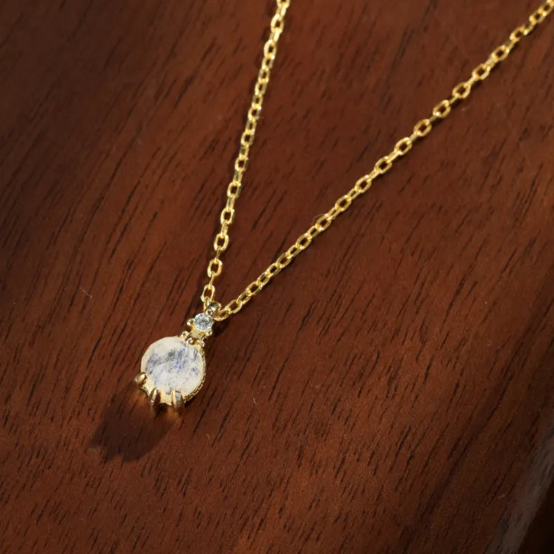 Moonstone Necklace "Lunar Drop" Gold-Plated Silver