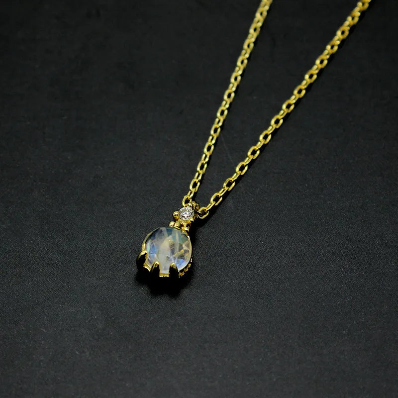 Moonstone Necklace "Lunar Drop" Gold-Plated Silver