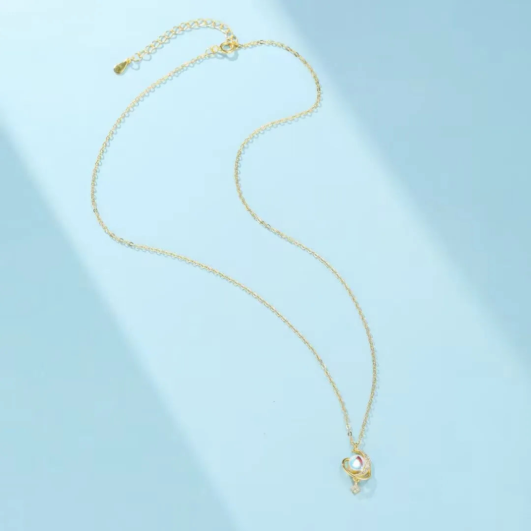 Halskette Mondstein "Kosmische Harmonie" Silber