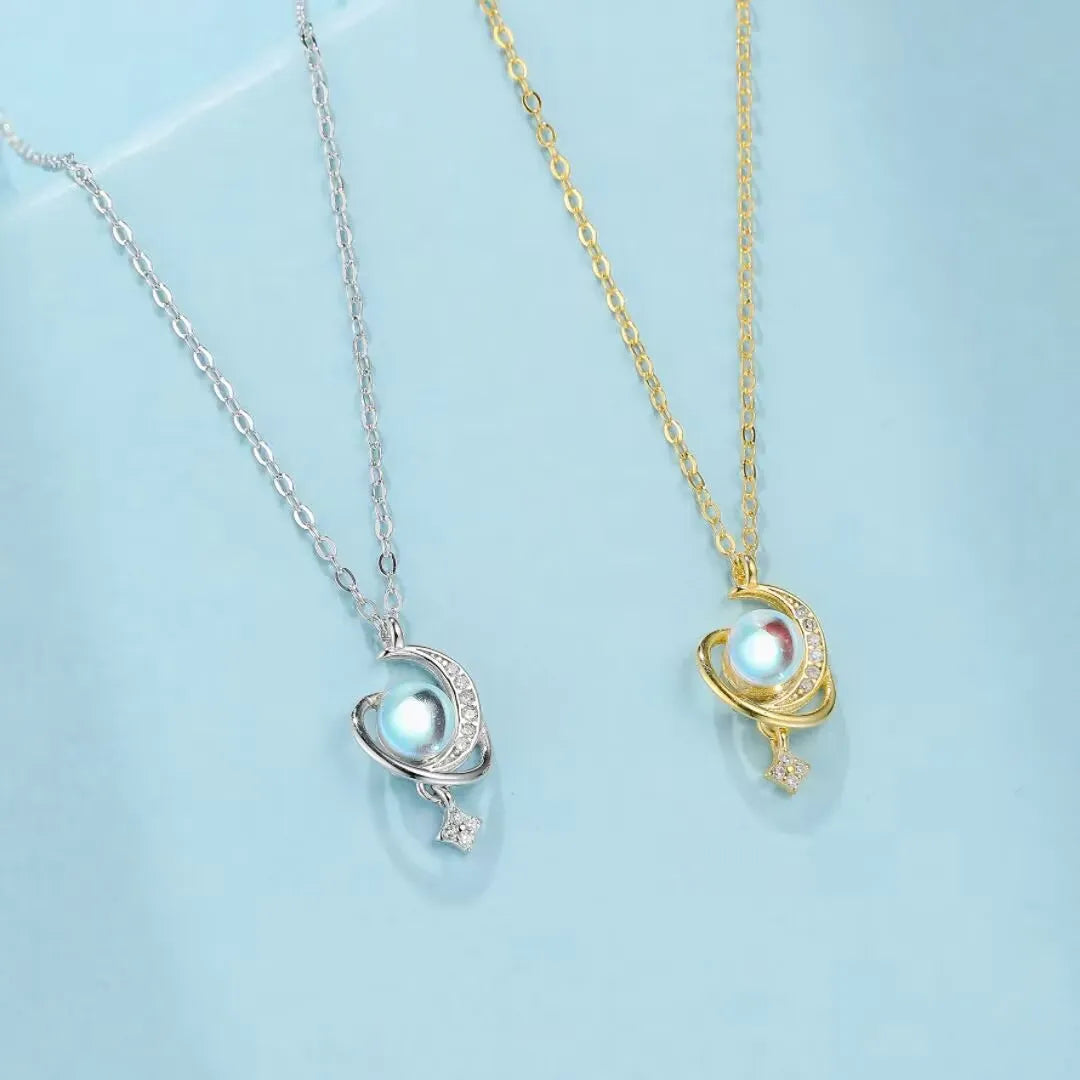 Moonstone Necklace "Cosmic Harmony" Silver