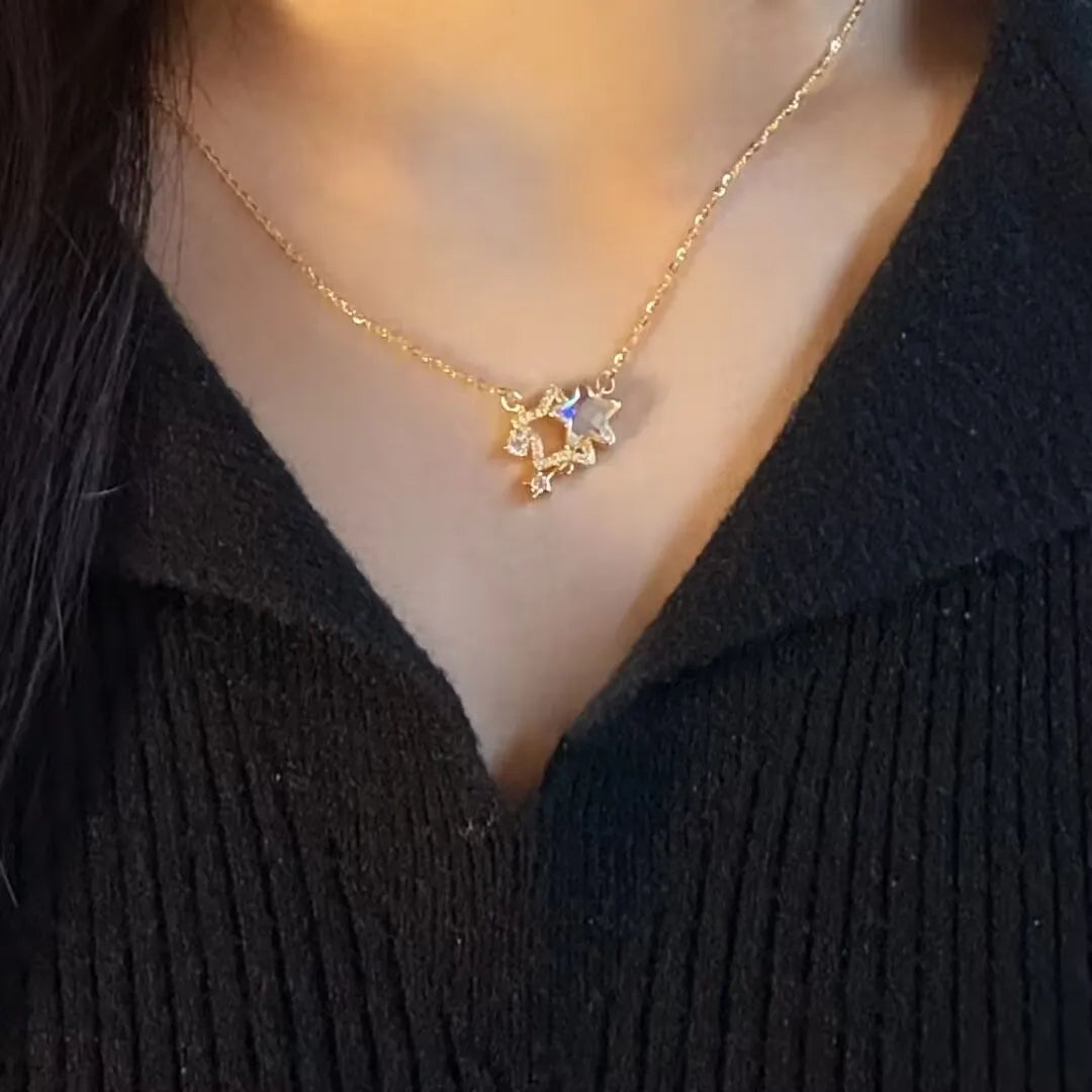 Halskette Mondstein "Sternen Traum" Silber