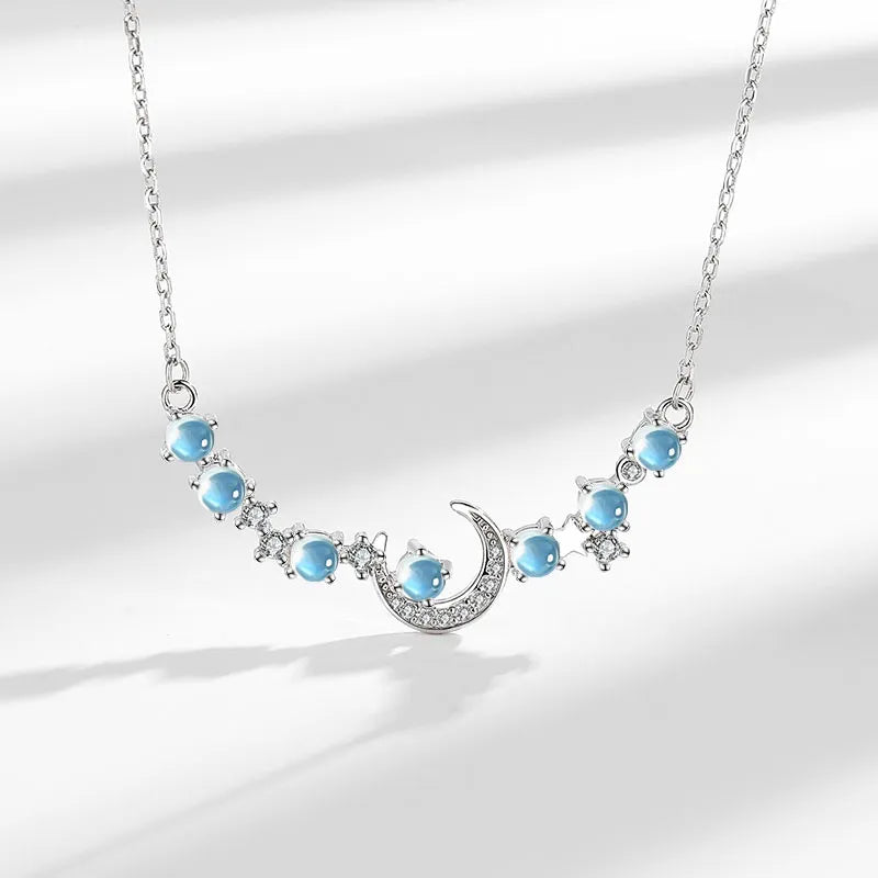 Halskette Mondstein "Nächtliche Reise" Silber