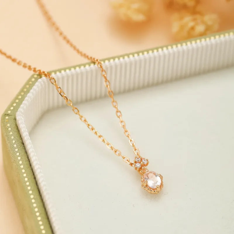 Rose Quartz Necklace "Sweetness" Gold-Plated Silver