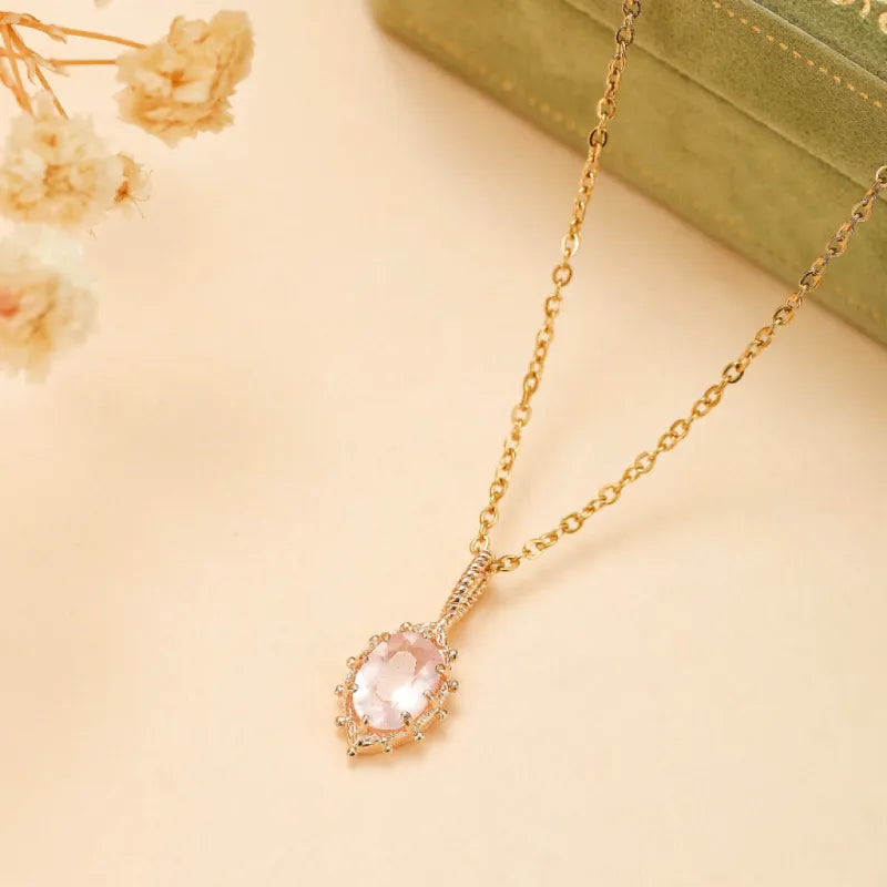 Collier Quartz Rose "Éclat Rosé" Argent Doré Or