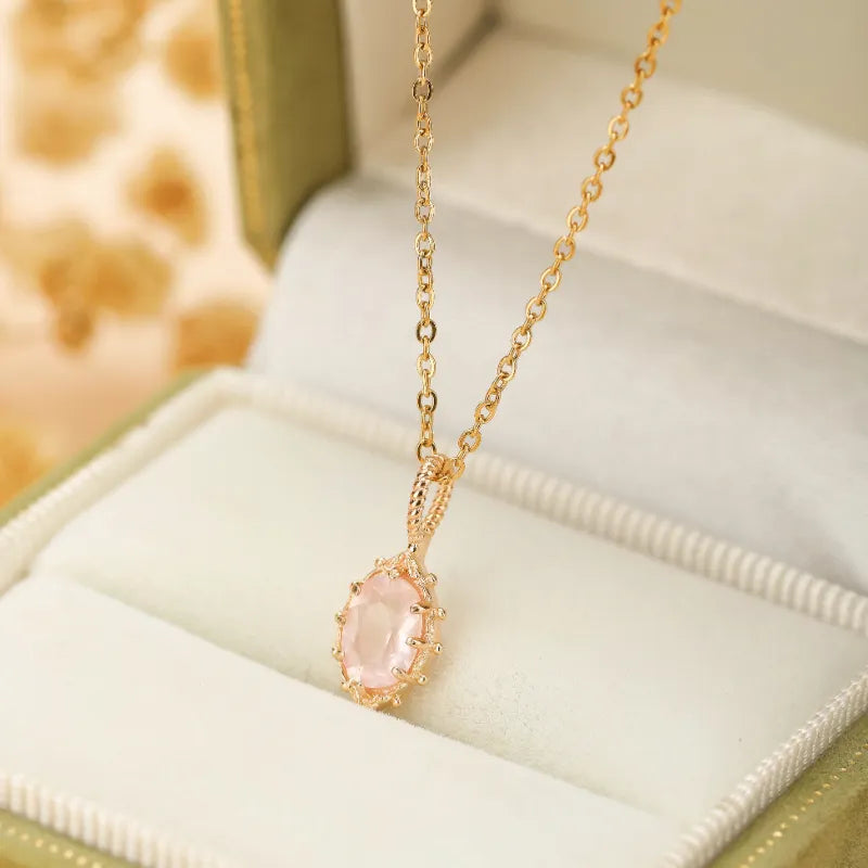 Rose Quartz Necklace "Rosé Glow" Gold-Plated Silver