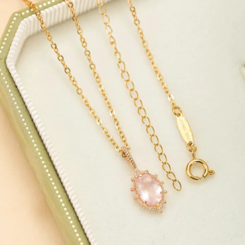 Rose Quartz Necklace "Rosé Glow" Gold-Plated Silver