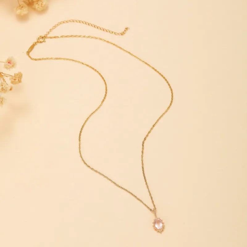 Rose Quartz Necklace "Rosé Glow" Gold-Plated Silver