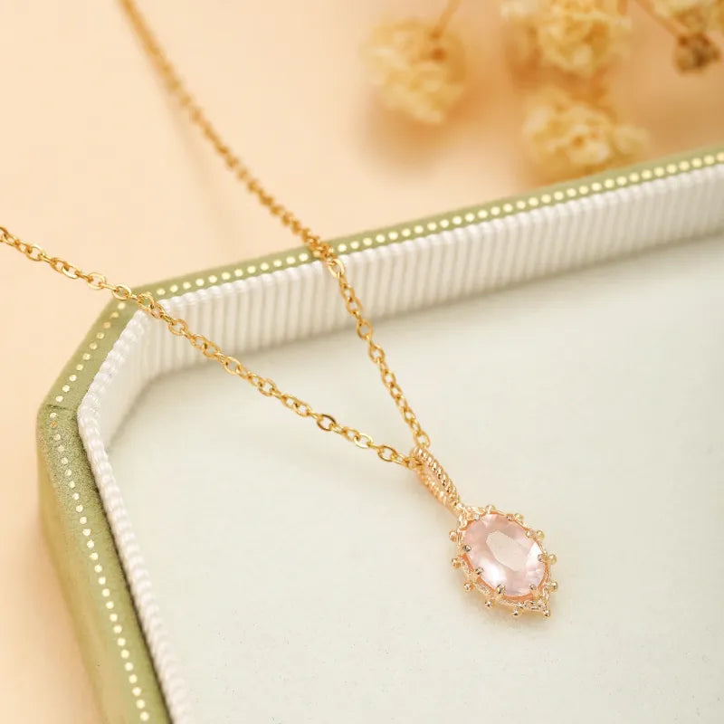 Rose Quartz Necklace "Rosé Glow" Gold-Plated Silver