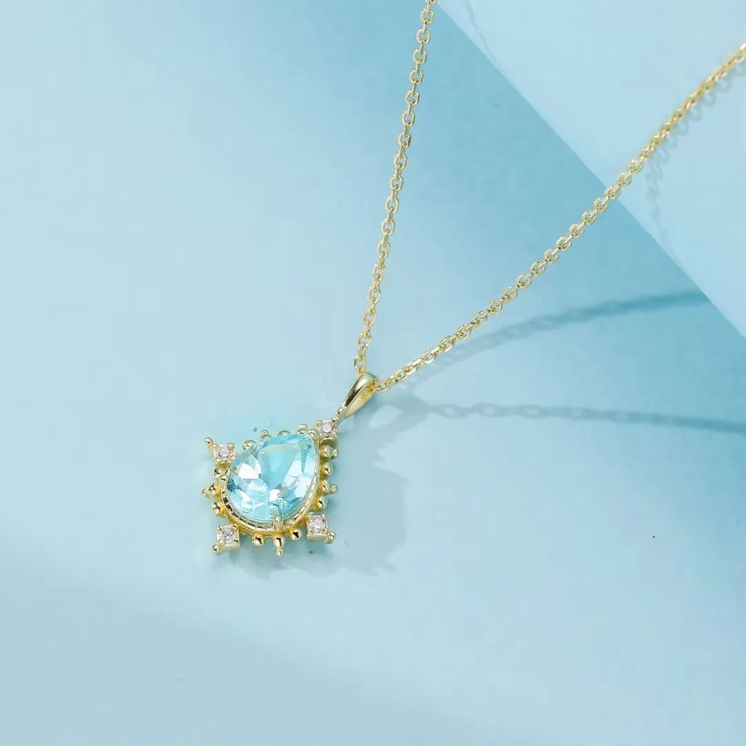 Topaz Necklace "Elegance Rays" Silver