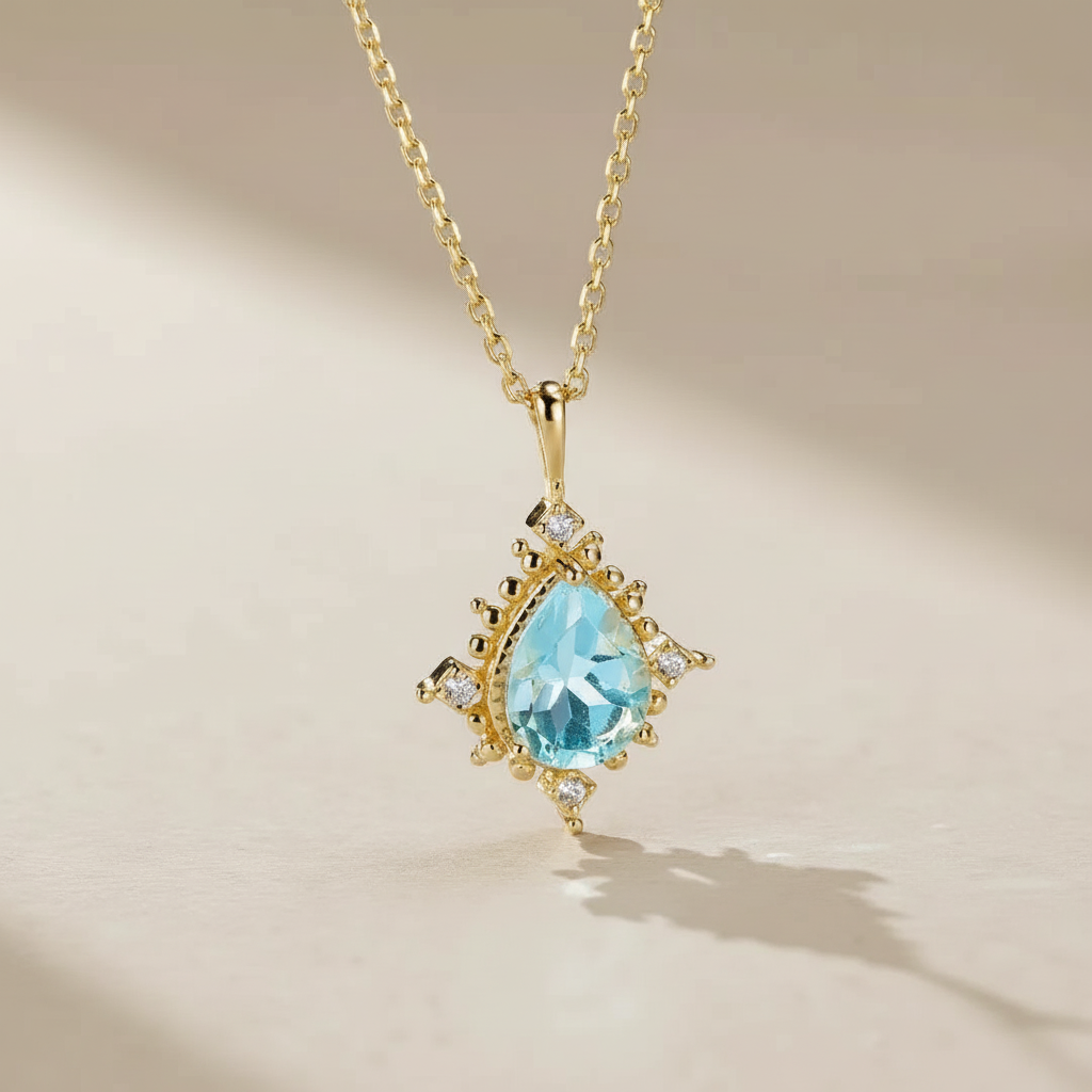 Topaz Necklace "Elegance Rays" Silver