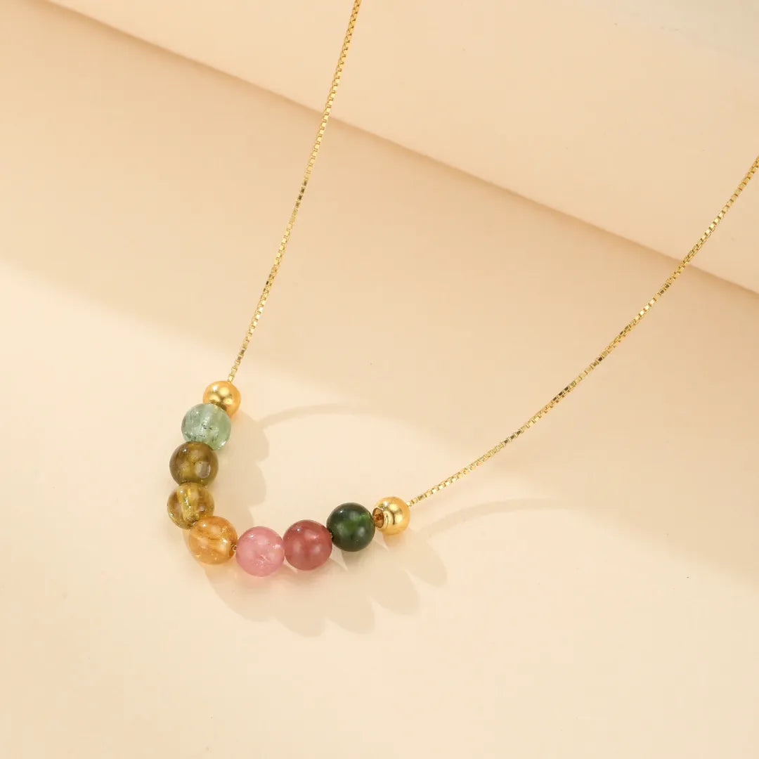 Tourmaline Necklace "Arc of Serenity" Gold-Plated Silver