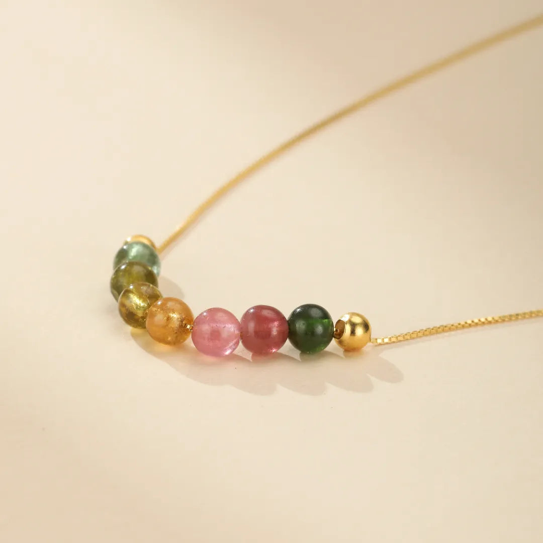 Tourmaline Necklace "Arc of Serenity" Gold-Plated Silver