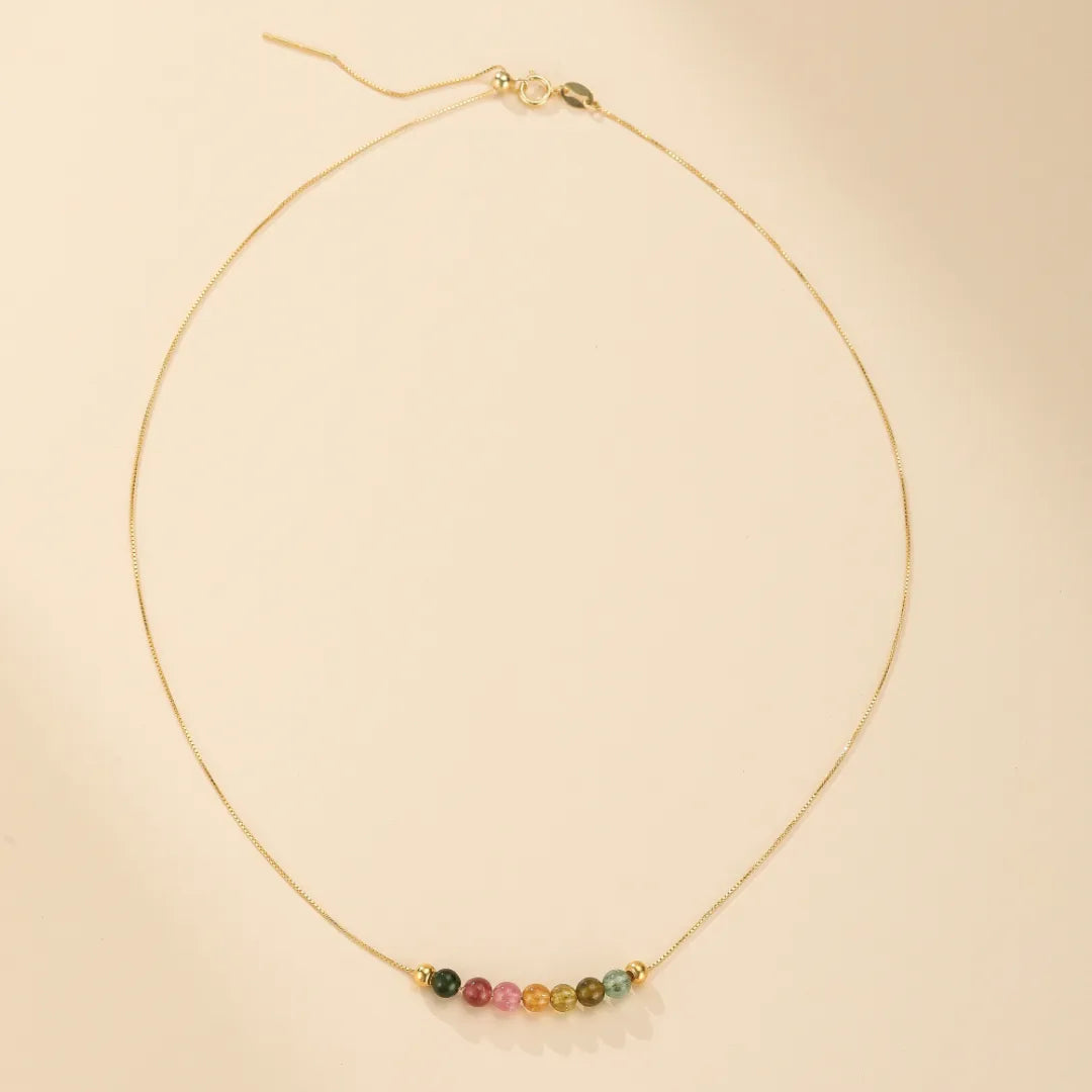 Tourmaline Necklace "Arc of Serenity" Gold-Plated Silver