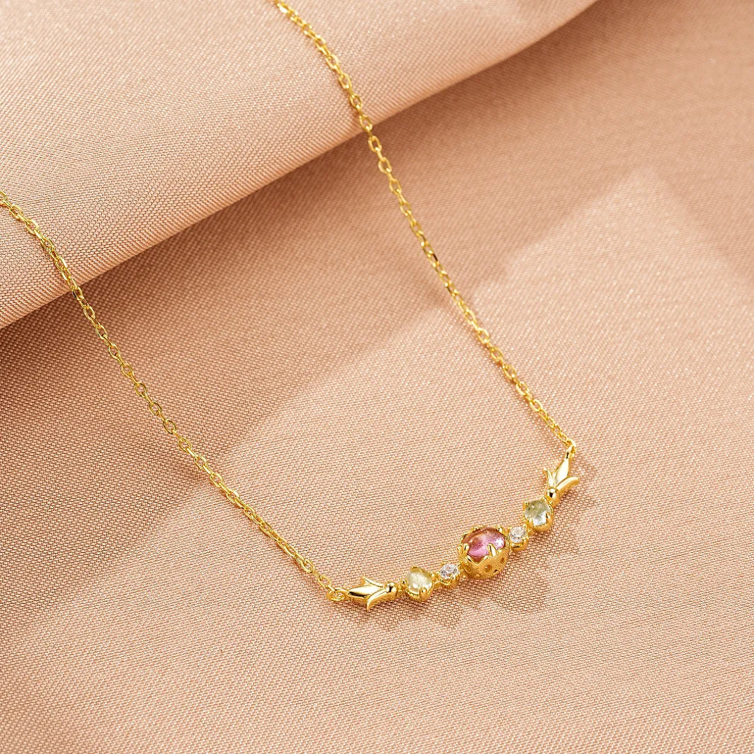 Collana Tormalina, Topazio e Peridoto "Dolcezza Scintillante" Argento Dorato Oro 18K