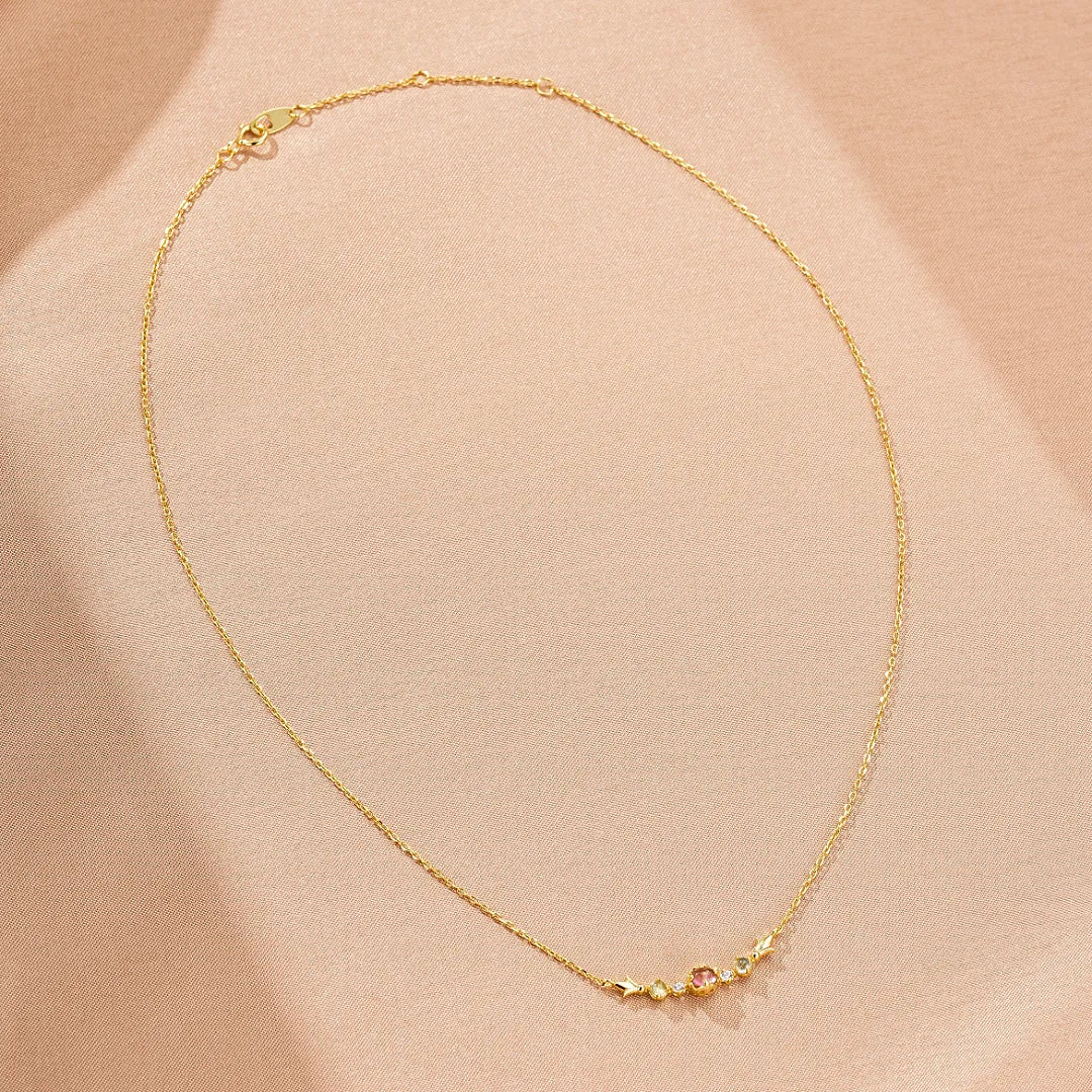 Collana Tormalina, Topazio e Peridoto "Dolcezza Scintillante" Argento Dorato Oro 18K