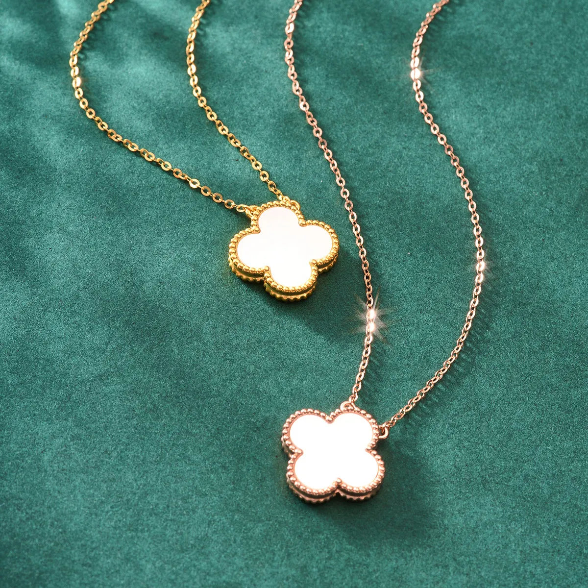 Mother-of-Pearl Clover Necklace – Charm of Luck, 18K Gold