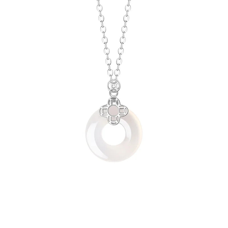 Collier Trèfle Jade "Cercle Chanceux" Argent