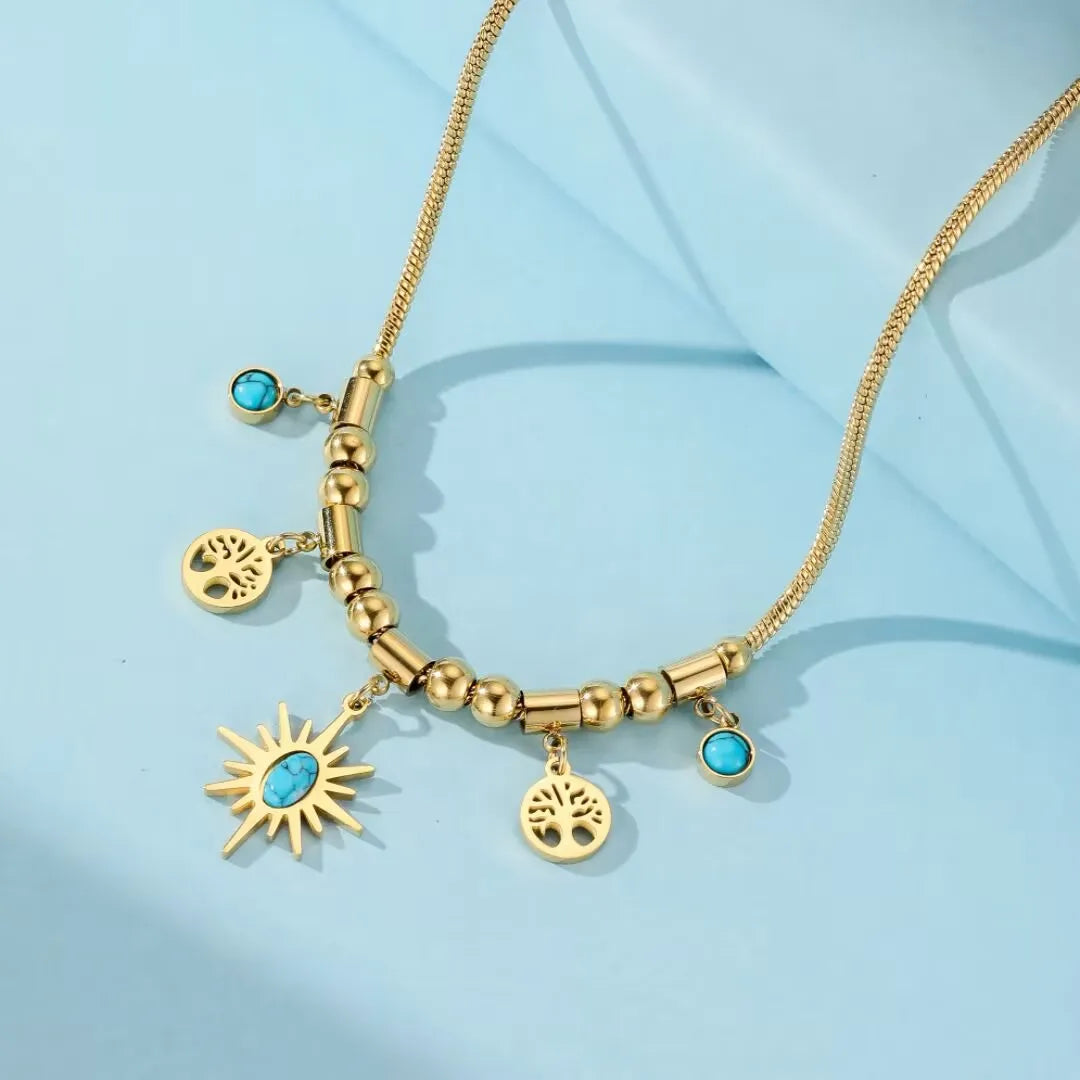 Turquoise Tree of Life Necklace "Protective Energy"